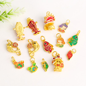 จี้ปลาคาร์ฟเคลือบทองแบบดั้งเดิม อุปกรณ์ตกแต่งเครื่องประดับ DIY สำหรับสร้อยข้อมือ สร้อยคอ ใช้ได้ทุกวันสำหรับทุกเพศ - Product Image 1