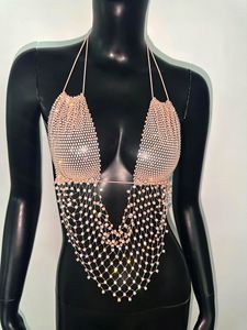 Top Sexy con Tirantes de Red y Pedrería, Estilo Europeo y Americano, para Discoteca, Fiesta, Chica Sexy, Festival de Música - Product Image 3