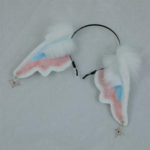 E0014 Bandeau en fourrure d'agneau avec breloques en forme de croix, mignon bandeau en peluche avec oreilles d'<span class=keywords><strong>animaux</strong></span>, accessoire de cosplay Kawaii Lolita - Product Image 5