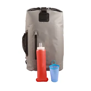 Supplier wholesale 500D PVC Hiking Canvas Camping Waterproof Backpack TPU Water Bottle TPU Water Cup Three product combinations