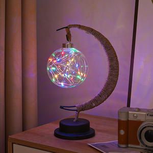 Cuerda de cáñamo hecha a mano LED Moon Star Night Light Diseño moderno <span class=keywords><strong>Palillos</strong></span> de vidrio <span class=keywords><strong>para</strong></span> fiesta o regalo de cumpleaños USB con batería - Product Image 5