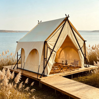 Tente Safari 3x4m, une chambre, 2 personnes, quatre saisons, ouverture rapide, portable, type à armature droite, 7000mm, toile Oxford coton PVC/PVDF
