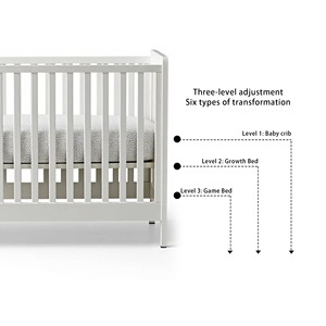 Lit bébé en bois massif moderne, parc pour bébé, lit bébé réglable en hauteur, berceau multifonctionnel, berceau amovible pour bébé - Product Image 4