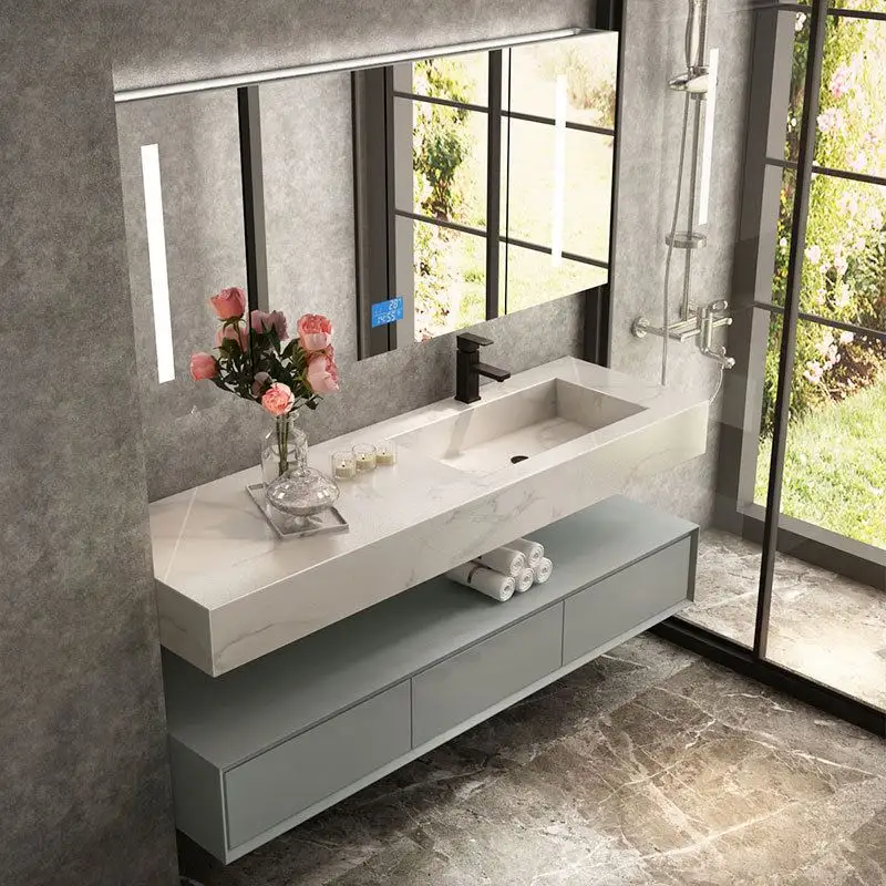 Europeo Moderno bagno con specchio 72-inch di Vendita Calda Doppio Lavello Melamina Galleggiante Vanità Bagno