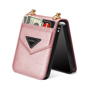 Funda de cuero con cordón cruzado para móvil, carcasa trasera de pu con tarjetero para <span class=keywords><strong>samsung</strong></span> z <span class=keywords><strong>flip</strong></span> 4, 3, galaxy z <span class=keywords><strong>flip</strong></span> 4 - Product Image 3