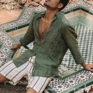 <span class=keywords><strong>Camicia</strong></span> hawaiana completo da spiaggia 2 pezzi <span class=keywords><strong>con</strong></span> t-Shirt estiva da uomo a maniche lunghe da spiaggia - Product Image 4