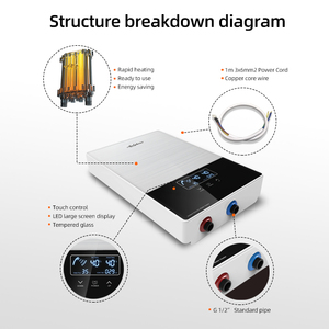 2026 WiFi App-Controlled LED Smart <b>Electric</b> Water Heater Touch Control IPX4 <b>Waterproof</b> Overheating Protection Remote Control - Product Image 6