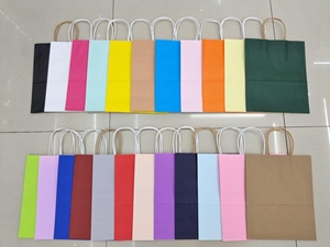 Sacs en papier kraft personnalisables avec logo, sacs de shopping de luxe, écologiques, lavables, pour bijoux, aliments, etc., sacs en papier personnalisés de couleur variée - Product Image 4