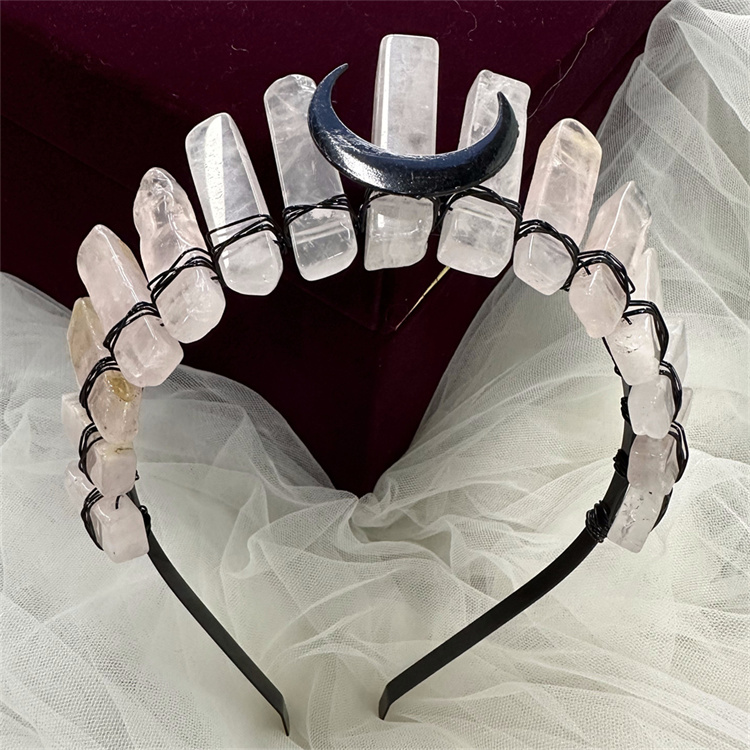 Необработанный кварцевый кристалл Корона косплей аксессуары для волос натуральные камни Свадебный головной убор