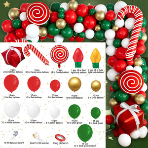 Hot Sale Weihnachts ballon Garland Arch Kit Geschenk box Rot Grün Weiß Zuckers tange Latex Luftballons für Weihnachts feier Dekorationen - Product Image 6