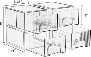 Elegant Clear Stackable <b>Plastic</b> Cosmetic Organizers <b>Drawers</b> Makeup Small Items Dresser Vanity Kitchen Cabinet - Product Image 6