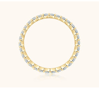 Bague empilable géométrique en argent sterling S925 plaqué moissanite, style luxe léger, petite taille