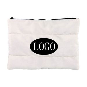 2024 Winter Custom Logo Down Cotton Nylon Soft Light Weight Puffer Puffy Fluffy Quilted Makeup Cosmetic <b>Bag</b> Travel Make up Pouch - Product Image 5