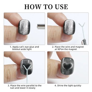 Ensemble de 4 aimants professionnels pour nail art, en acier inoxydable, effet œil de chat, aimant puissant en forme de cœur, effet de polissage - Product Image 5