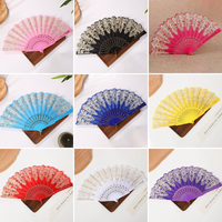 Kipas Pernikahan untuk Tamu, Kipas Lipat Grosir, Cetak Emas, Poliester, Cetak Kustom, 9 Warna, Souvenir Pesta