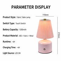 Lampe de table plissée TAIKOO en tissu, rechargeable par USB, lumière décorative de chevet pour chambres et tables de nuit