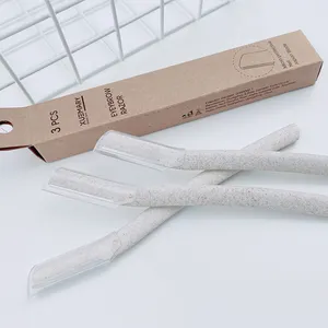100%FACTORY Wheat Straw Biodegradable eyebrow razor set low price face razor for woman