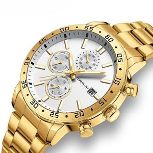 Nuevo Reloj de Cuarzo Multifunción para Hombre, Calendario, Acero Inoxidable Dorado, Cronógrafo, 3ATM, Luminoso, Casual, Venta al Por Mayor - Product Image 1