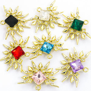Colgante de Aleación Dorada con Dije de Estrella Radiante y Piedra de Cristal Cuadrada para Adorno de Traje de Danza Flamenca - Product Image 3