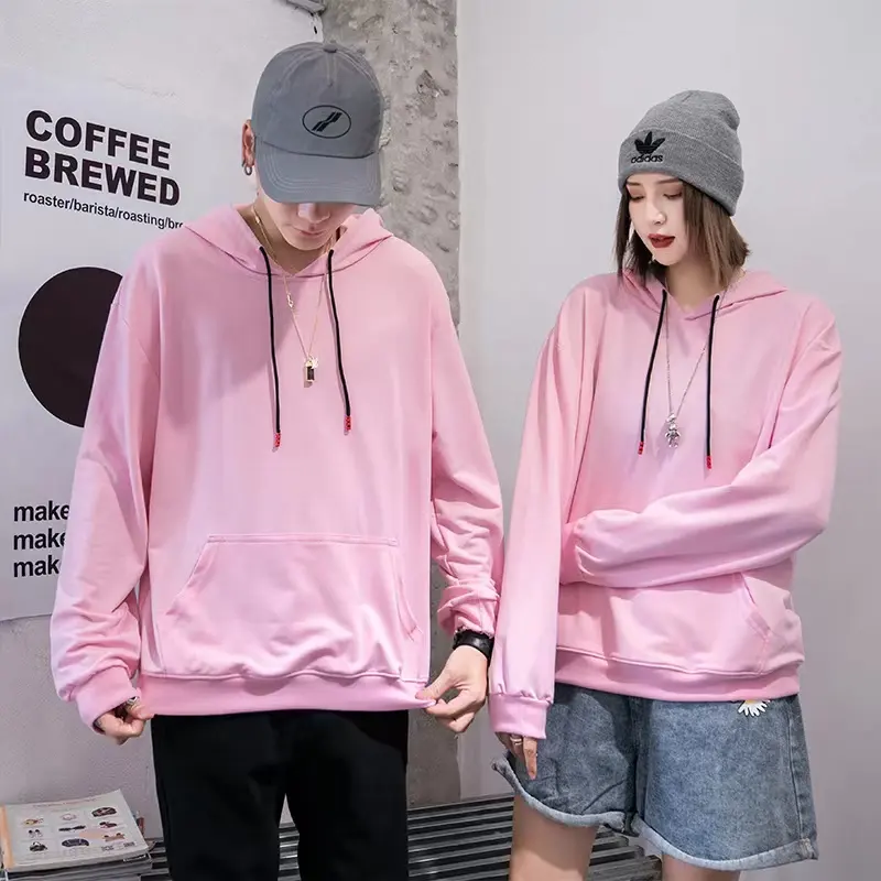 Toptan Lidong 280g düz unisex ucuz kazak hoodies tişörtü polar kapşonlu polyester kazak