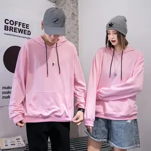 Wholesale Lidong 280g plain unisex cheap pullover hoodies sweatshirts fleece hooded polyester sweatshirt