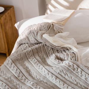 Trang Trí Nội Thất Cáp Acrylic <span class=keywords><strong>Sherpa</strong></span> Mùa Đông Ấm Áp Sofa Đan Ném Lông Cừu Chăn - Product Image 6