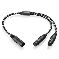 Bochara kabel Splitter 3Pin XLR Y, kabel Splitter pria ke Dual Female (Foil + jalinan) terlindung untuk mikrofon Mixer Amplifier 50cm