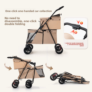 Carrito Doble para Mascotas, para 2 Perros, Desmontable, Plegable, de 4 Ruedas, con Compartimentos Separados, Directo de Fábrica - Product Image 3