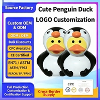 Jouets de bain pour enfants MCtoy avec logo personnalisé, écologiques, en forme de pingouin, canard en caoutchouc, éducatifs, sonores, couleurs personnalisées, 3 pouces