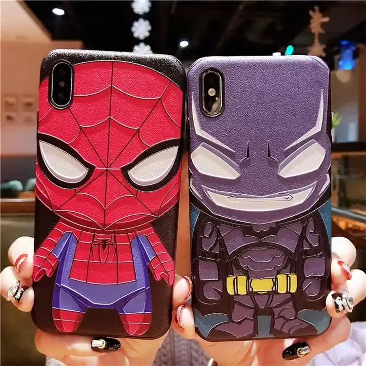 Capa de silicone para celular super-herói Homem-Aranha, capa de silicone para iPhone 11 Pro X XS MAX XR 7 8 6 6S Plus 5 5S SE preto