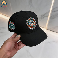 Casquette de baseball pliable en sergé de coton noir de haute qualité, six panneaux, visière plate, logo brodé 3D haute densité