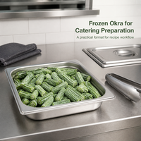 Okra congelé en gros, coupé en morceaux, pour la restauration, la traiteurisation et la fourniture d'ingrédients pour la transformation alimentaire