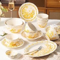 Service de vaisselle en céramique pour fête de mariage, assiettes plates rouges, bol à soupe, vaisselle en porcelaine, ensemble de vaisselle de table