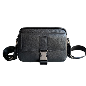 Sac à bandoulière classique en cuir véritable noir pour homme - Style messager/bandoulière/sacoche - Product Image 3