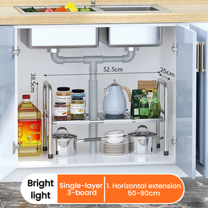 Scaffale Regolabile Sotto Lavello per Cucina, Organizzatore per Armadi in Acciaio al Carbonio Resistente ed Estensibile - Product Image 4