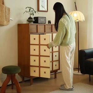 Meuble à chaussures en bois massif 90x40x120 cm, style chinois rétro, meuble de rangement pour entrée - Product Image 3