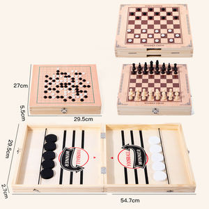 4 en 1 Echiquier Air Honckey Baby-<span class=keywords><strong>foot</strong></span> Table en bois Sling Fast Puck Football Game Tabletop Family Chess Board Game for Adult Kid - Product Image 1