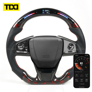 Volant de course en fibre de carbone véritable TDD LED pour Honda Civic, personnalisable - Product Image 1