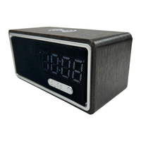 Speaker OEM Warna Kayu BT 5.3-15W Pengisi Daya Nirkabel 1200mAh Power Bank DC Jam Alarm TWS 3W Bass Full-Range untuk Dekorasi Rumah