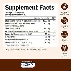 Özel Yetişkin Glukozamin 90 Kapsül En İyi Eklem Desteği Glukozamin Kondroitin <span class=keywords><strong>MSM</strong></span> Zerdeçal Kapsülleri Bağışıklığı Güçlendirir - Product Image 3