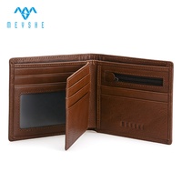 Dompet Kulit Asli Pria Anti RFID dengan Kantong Koin Ber-resleting, Tipis, Tahan Lama, dan Modis