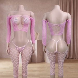 W.E.Club Women's Ballroom Dancewear Sexy Exotic Outfit Spandex/Nylon <b>Pole</b> <b>Dance</b> Fishnet - Product Image 2