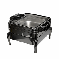 Liyunda luxe noir titane argent acier inoxydable rond Buffet plus chaud ensemble hôtel utiliser Bain Marie pour réchauffer l'équipement de maintien