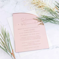 Enveloppes d'invitation de mariage personnalisées en velours beige, en plexiglas transparent givré, en acrylique, cartes RSVP dorées, impression dorée sur feuille pour