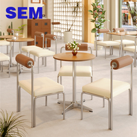 Ensemble table et chaises de restaurant SEM, table en contreplaqué, chaise en cuir, mobilier de café, sur mesure pour café, bistrot