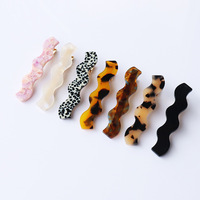 Pinces à cheveux ondulées en acétate de 6 cm, style coréen, faites à la main, pour femmes, imprimé écaille de tortue et léopard, accessoires de fête pour franges et cheveux latéraux, en carton