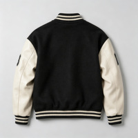 Blouson universitaire en cuir premium pour homme, avec doublure en laine épaisse, style Letterman, baseball, streetwear