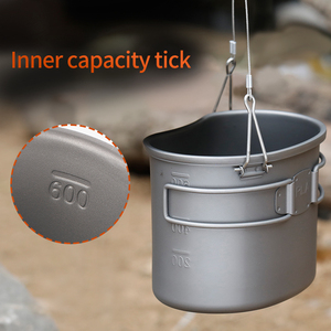 Lonchera de Titanio, Taza de Titanio con Tapa para Camping, Senderismo, Olla Ultraligera, <span class=keywords><strong>Accesorios</strong></span> de Camping - Product Image 3