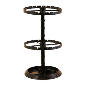 <b>Rotatable</b> Double Layer Jewelry Display Rack Black Plastic Earring Necklace Organizer Storage Stand for <b>Desk</b> Use - Product Image 5
