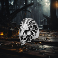 Bague rétro en titane et acier pour homme avec tête de lion en or Bijoux en acier inoxydable 316L de style Hip Hop pour cadeau